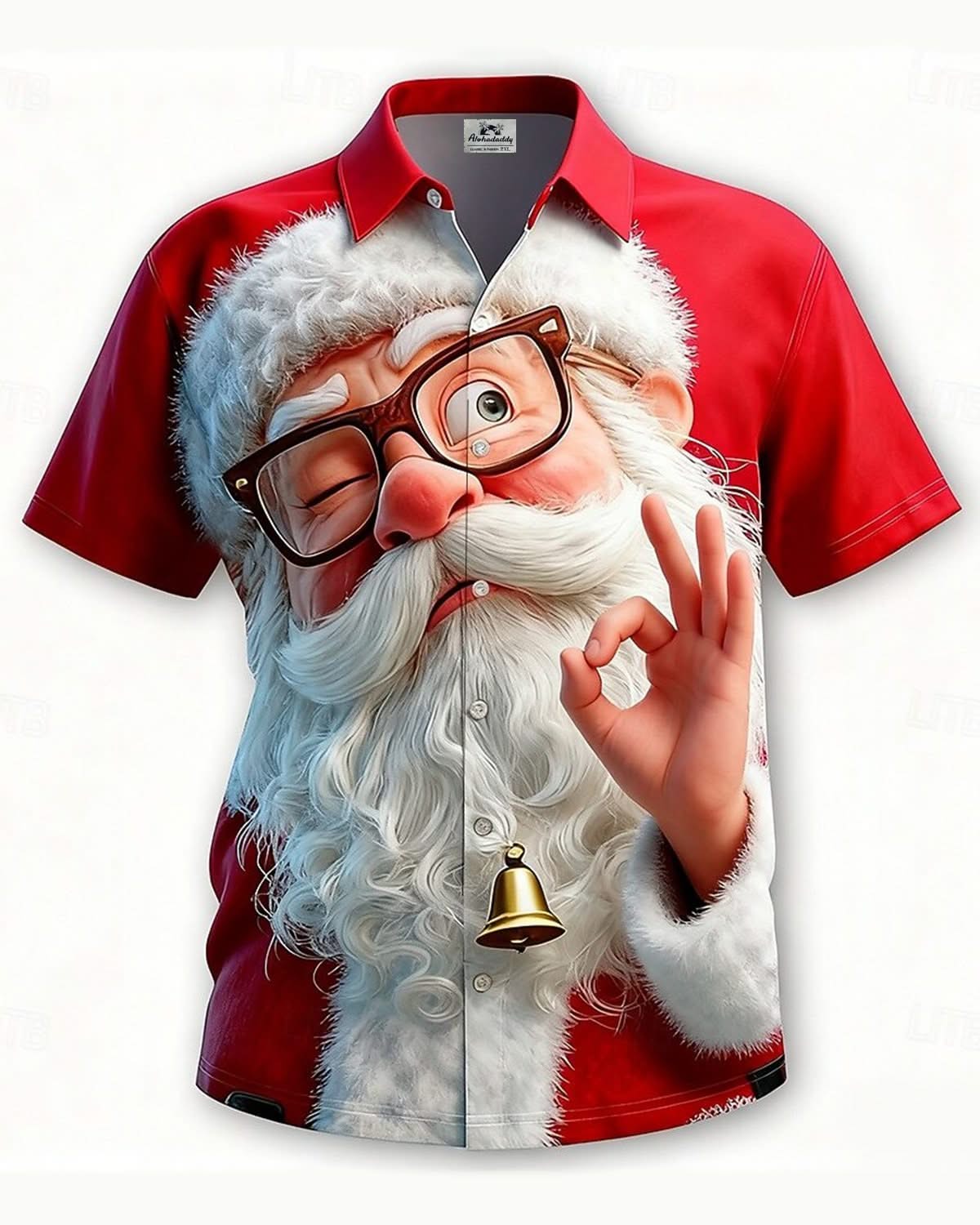 Alohadaddy® Holiday Santa Claus 3D Funny Christmas Men's Short-Sleeve Shirt