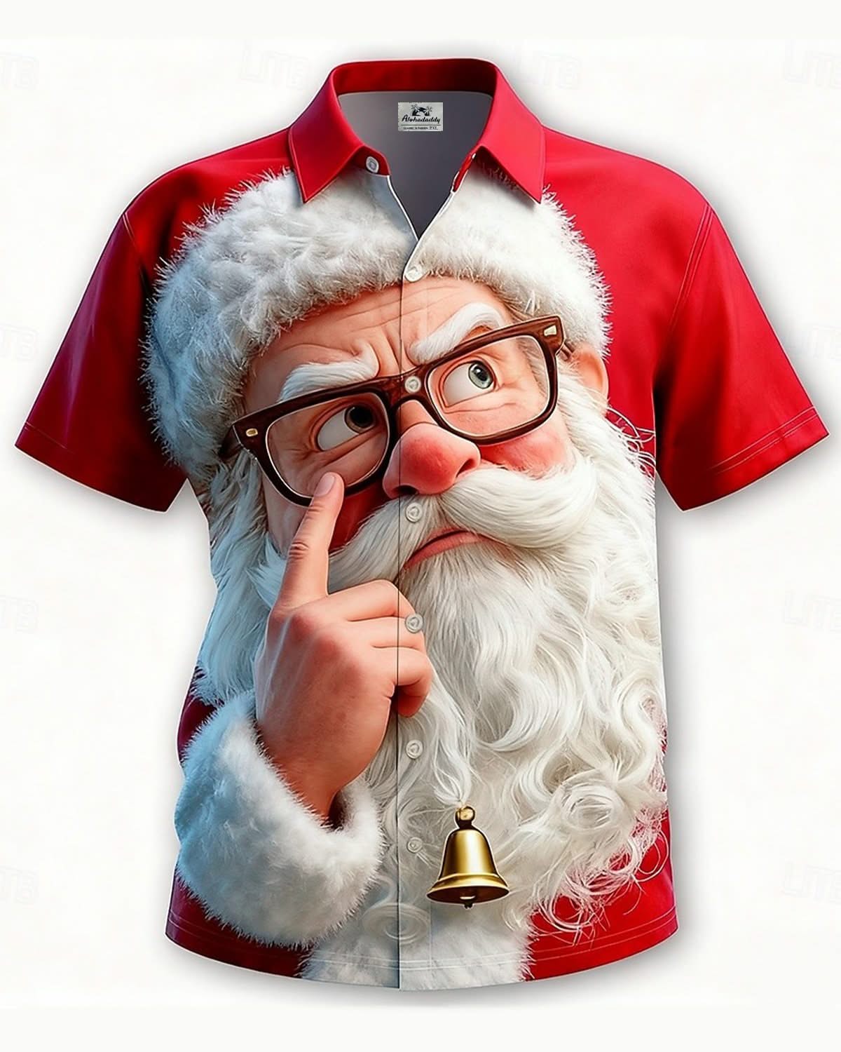 Alohadaddy® Holiday Santa Claus Funny 3D Cartoon Christmas Men's Short-Sleeve Shirt