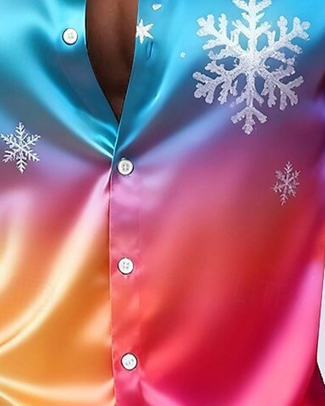 Alohadaddy® Holiday Satin Silk Christmas Vintage Gradient Snowflake Men&