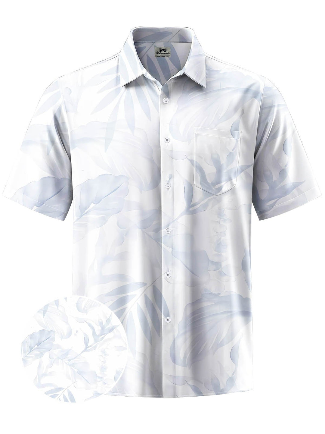 Alohadaddy® Hawaiian Leaves Ink Painting Print Elastic Large Size Chest Pocket Men&