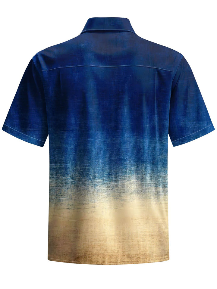 Alohadaddy® Vintage Gradient Print Chest Pocket Men&