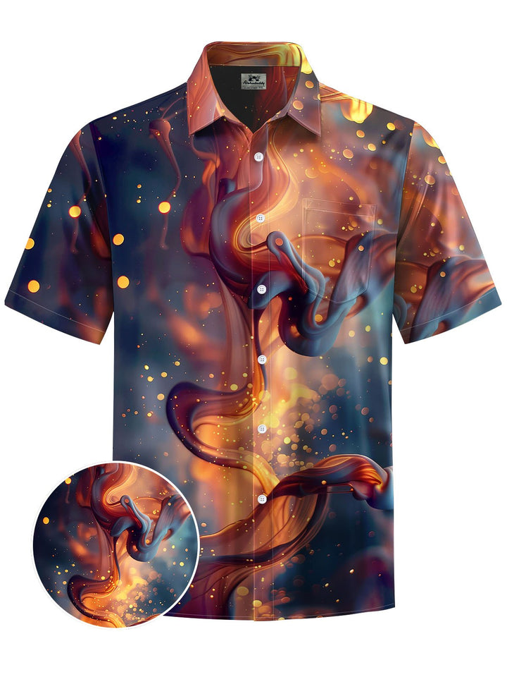 Alohadaddy® Casual Abstract Texture Print Chest Pocket Men&