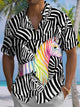 Alohadaddy® Casual Zebra Art Print Chest Pocket Mens Short Sleeve Shirt Big & Tall