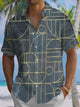 Alohadaddy® Retro Geometric Art Print Chest Pocket Moisture Wicking Men's Short Sleeve Shirt Big & Tall