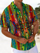 Alohadaddy® Vintage Abstract Art Print Moisture Wicking Chest Pocket Mens Short Sleeve Shirt Big & Tall