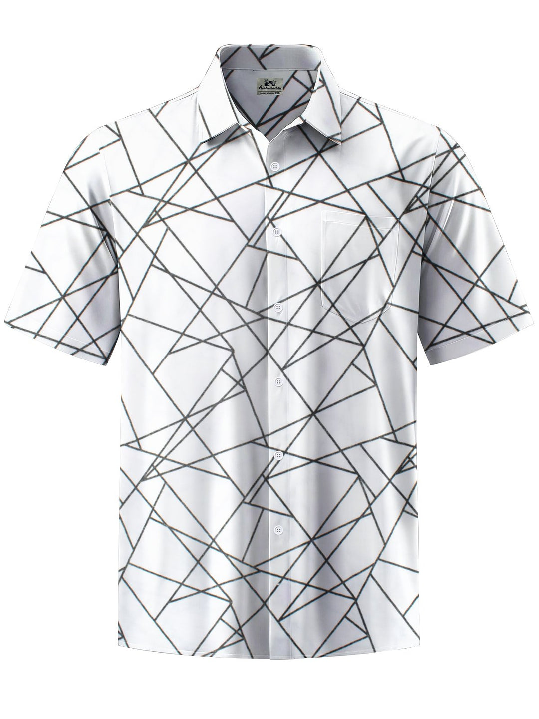 Alohadaddy® Casual Geometric Art Print Chest Pocket Mens Short Sleeve Shirt Big &amp; Tall