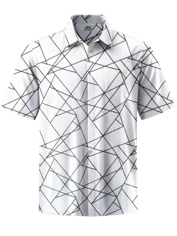 Alohadaddy® Casual Geometric Art Print Chest Pocket Mens Short Sleeve Shirt Big &amp; Tall