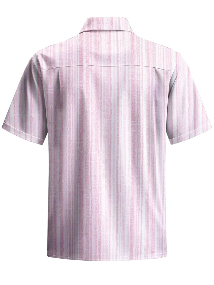 Alohadaddy® Casual Stripe Art Print Chest Pocket Men&