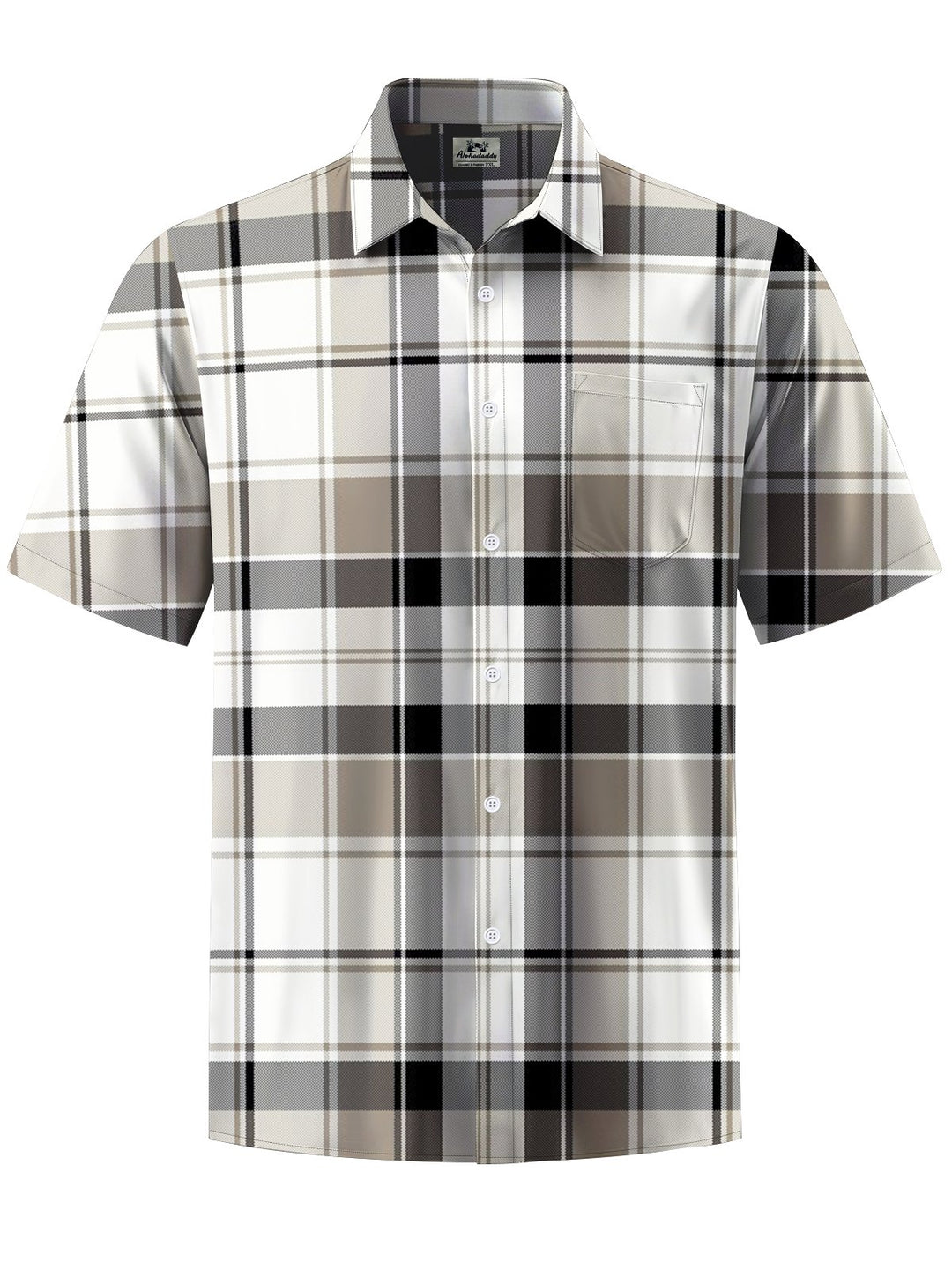 Alohadaddy® Casual Plaid Art Print Chest Pocket Men&
