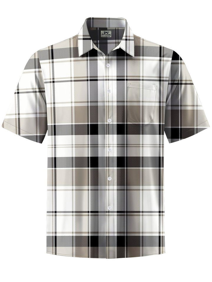 Alohadaddy® Casual Plaid Art Print Chest Pocket Men&