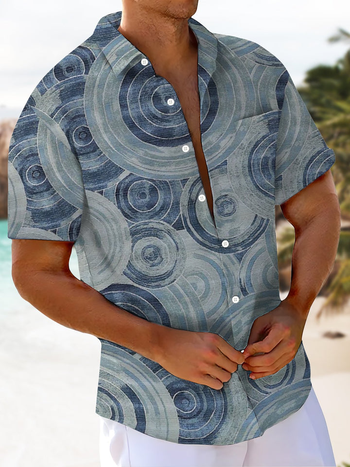 Alohadaddy® Vintage Geometric Art Print Chest Pocket Men&