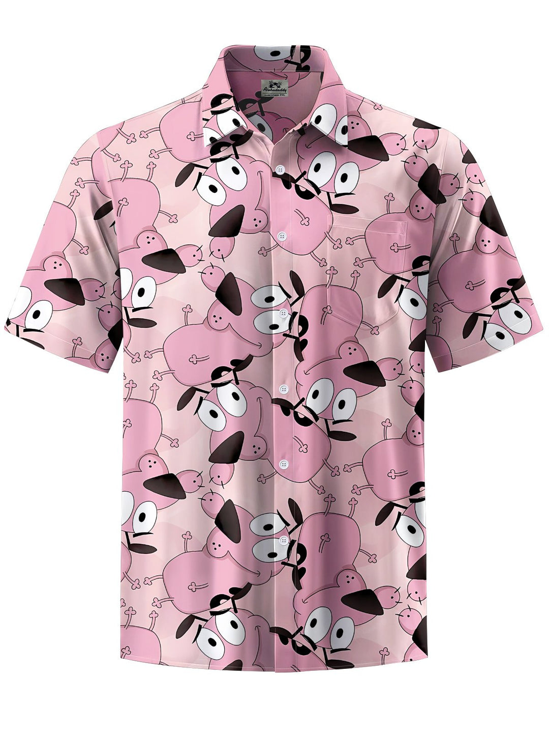 Alohadaddy® Hawaiian Cartoon Puppy Print Artwork Chest Pocket Men&