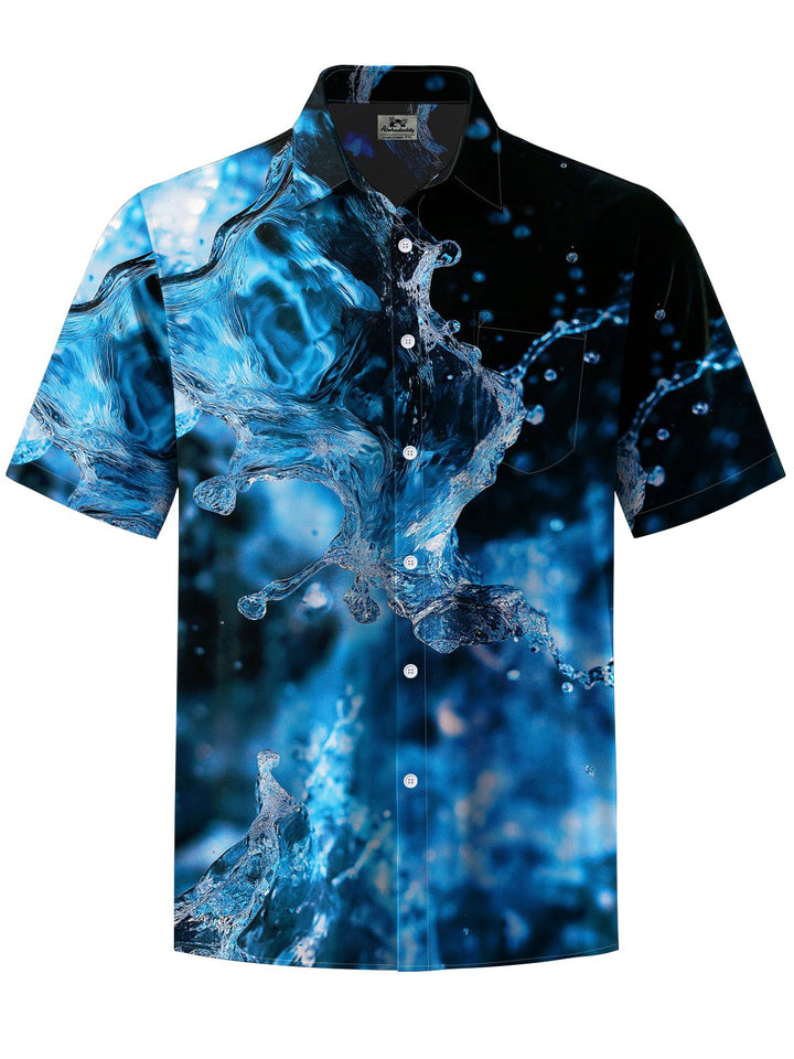 Alohadaddy® Casual Watercolor Contrast Art Print Chest Pocket Men&