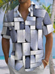 Alohadaddy® Vintage Geometric Art Print Chest Pocket Men's Short Sleeve Shirt Big & Tall
