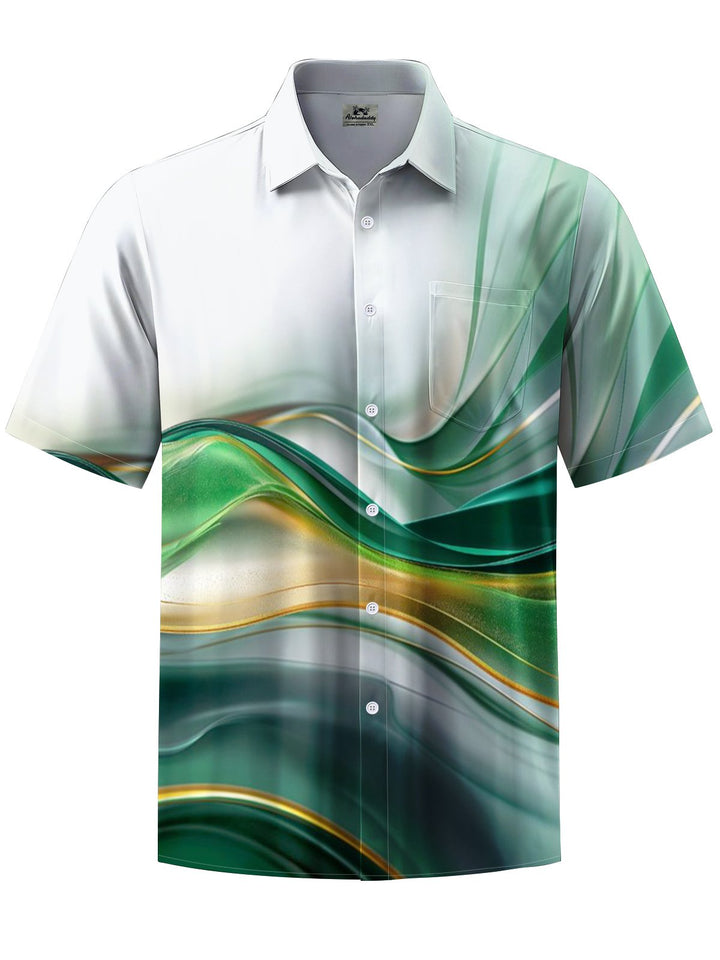 Alohadaddy® Casual Abstract Gradient Art Print Chest Pocket Men&
