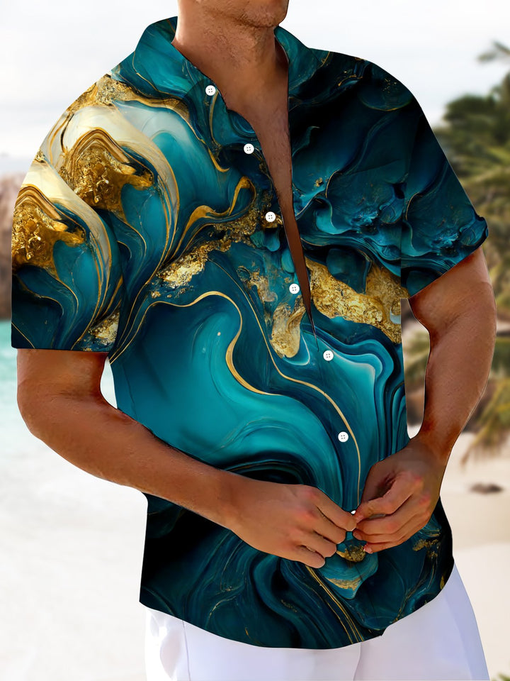 Alohadaddy® Vintage Abstract Texture Art Print Chest Pocket Men&