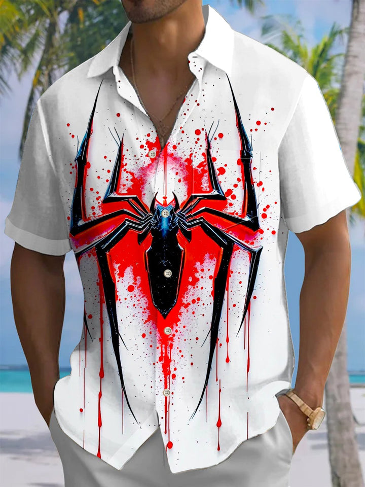 Alohadaddy® Casual Spider Painting Art Print Chest Pocket Men&