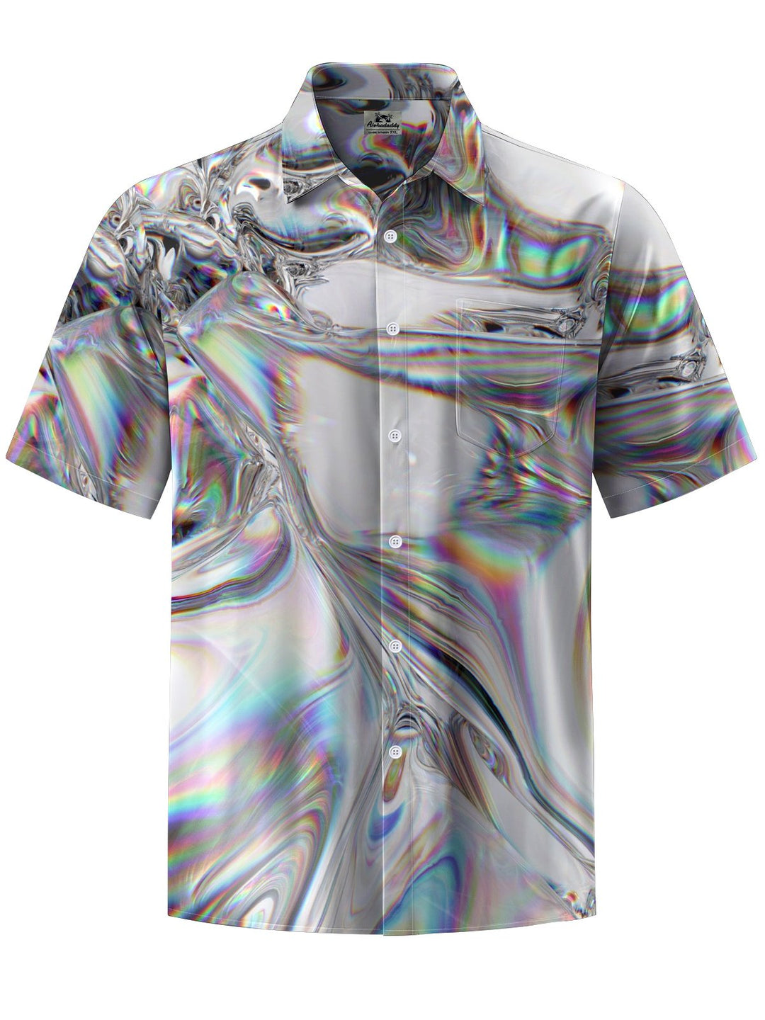 Alohadaddy® Casual Abstract Texture Print Art Chest Pocket Men&