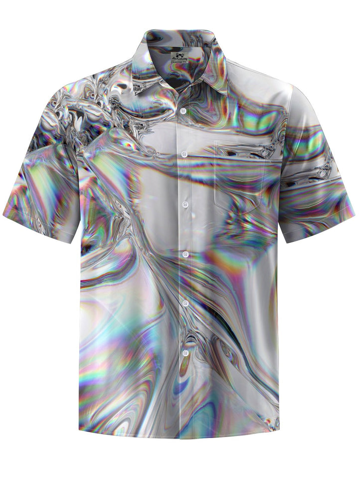 Alohadaddy® Casual Abstract Texture Print Art Chest Pocket Men&