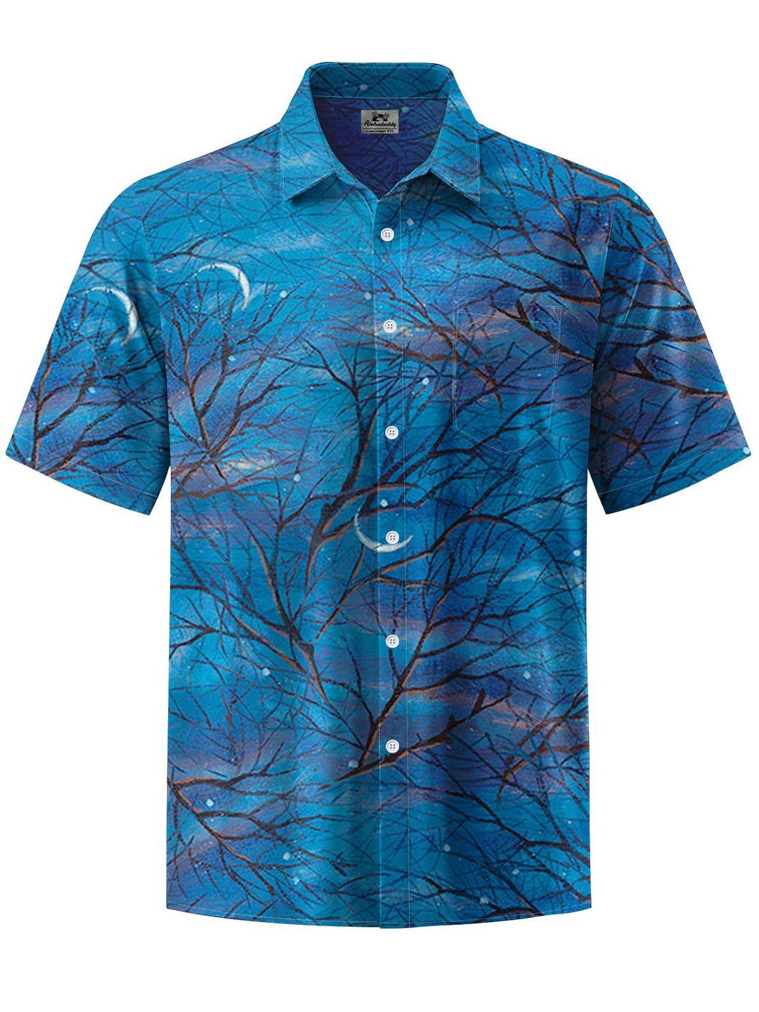 Alohadaddy® Casual Branch Art Print Chest Pocket Stretch Men&
