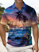 Alohadaddy® Hawaiian Coconut Tree Art Print Men's Short Sleeve Polo Shirt Big & Tall