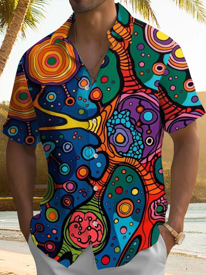 Alohadaddy® Retro Abstract Art Print Chest Pocket Men&