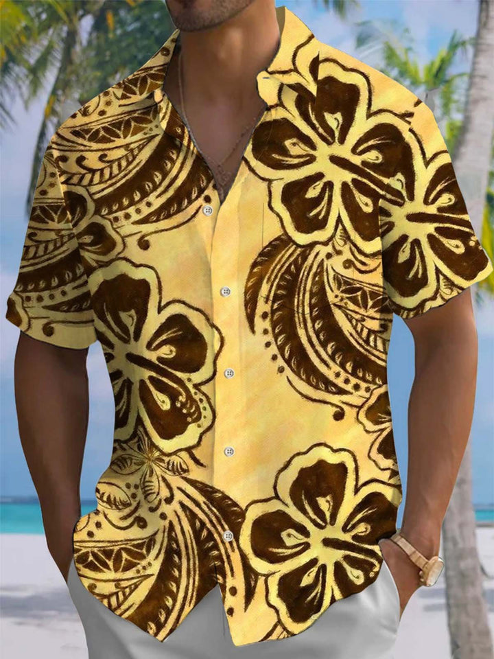 Alohadaddy® Vintage Floral Print Art Pocket Stretch Men&