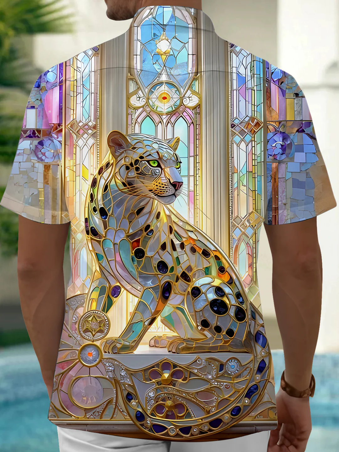 Alohadaddy® Casual Leopard Diamond Print Art Pocket Stretch Men&