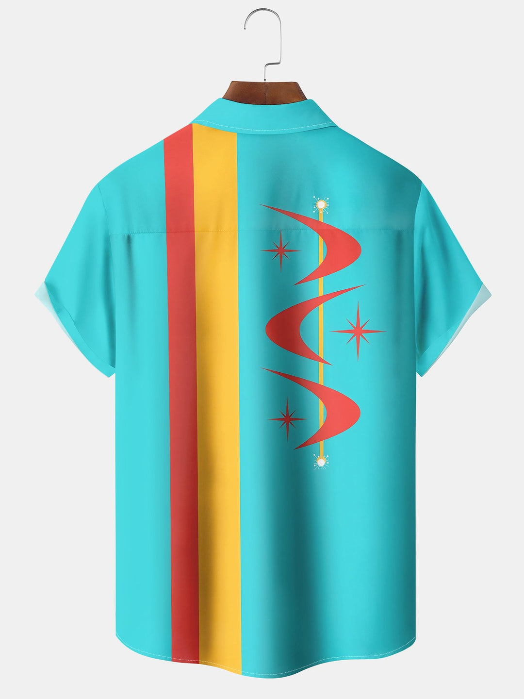 Alohadaddy® Atomic Geometric Boomerang Print Pocket Elastic Button Men&