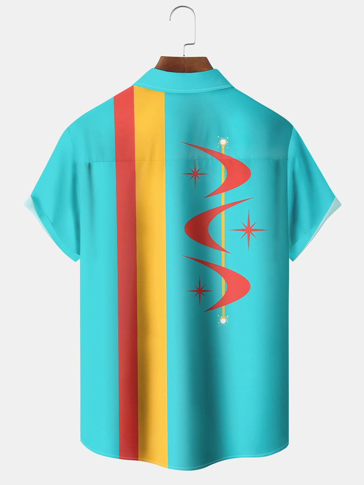Alohadaddy® Atomic Geometric Boomerang Print Pocket Elastic Button Men&