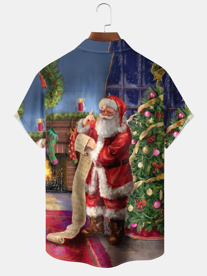 Alohadaddy® Christmas Santa Claus Print Pocket Elastic Button Men&