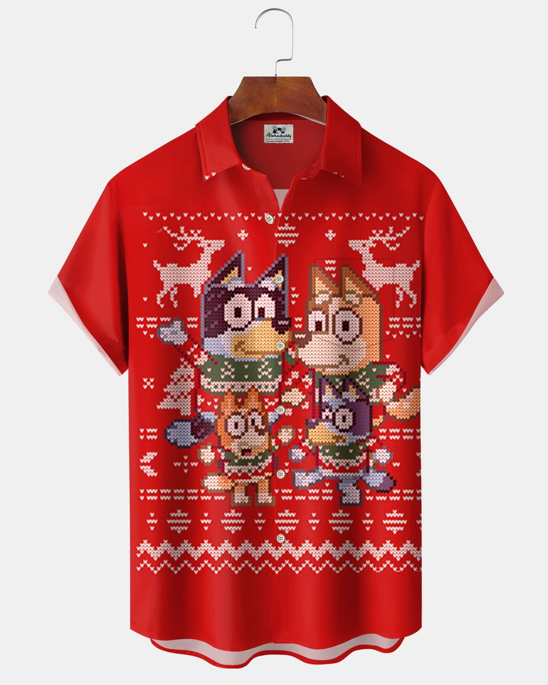 Alohadaddy® Christmas Dog Print Artistic Elastic Button Pocket Men&