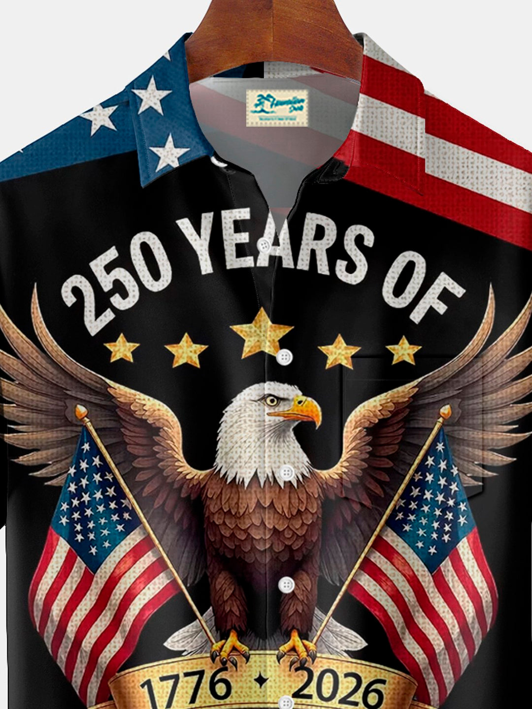 Alohadaddy® 250th Anniversary American Flag Eagle Print Men&