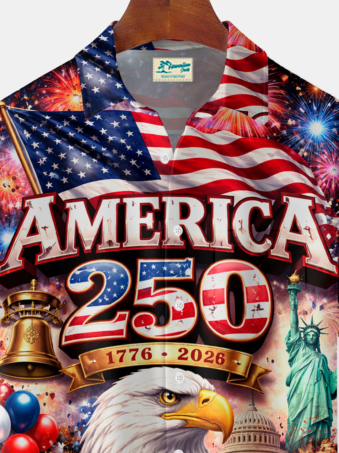 Alohadaddy® Hawaiian Retro Flag 250th Anniversary Print Men&