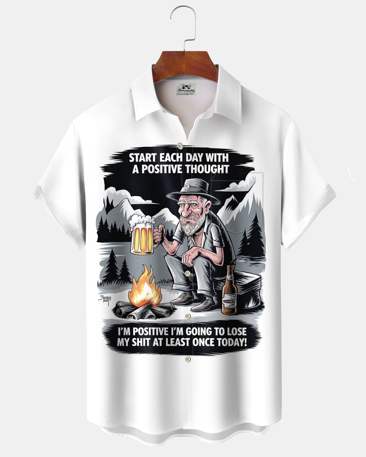 Alohadaddy® Casual Beer Festival Print Art Button Pocket Men's Short Sleeve Shirt Big & Tall