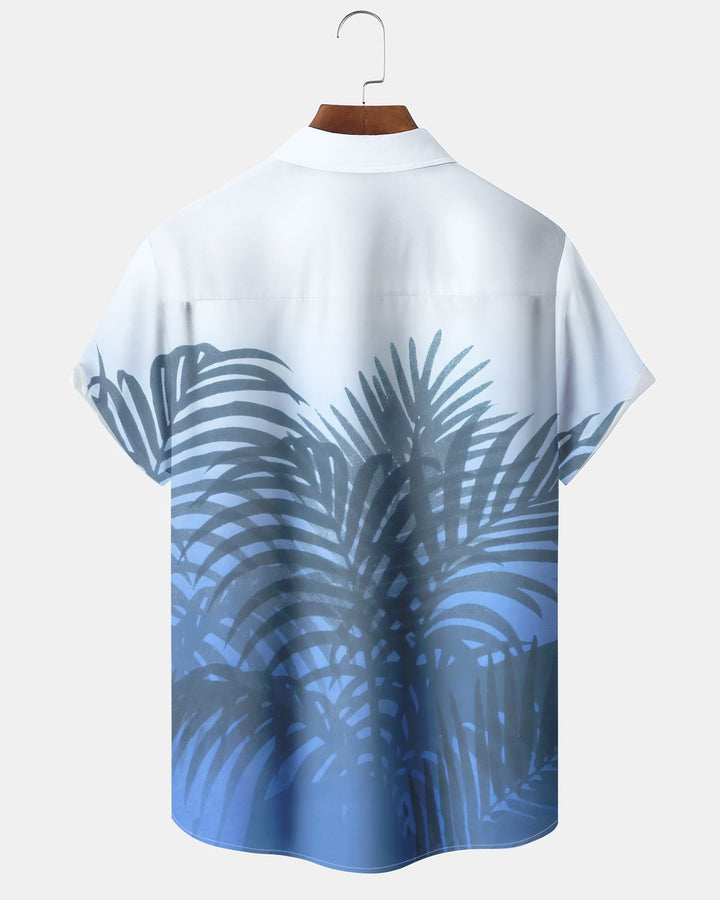 Alohadaddy® Hawaiian Palm Leaf Print Art Button Pocket Cardigan Men&