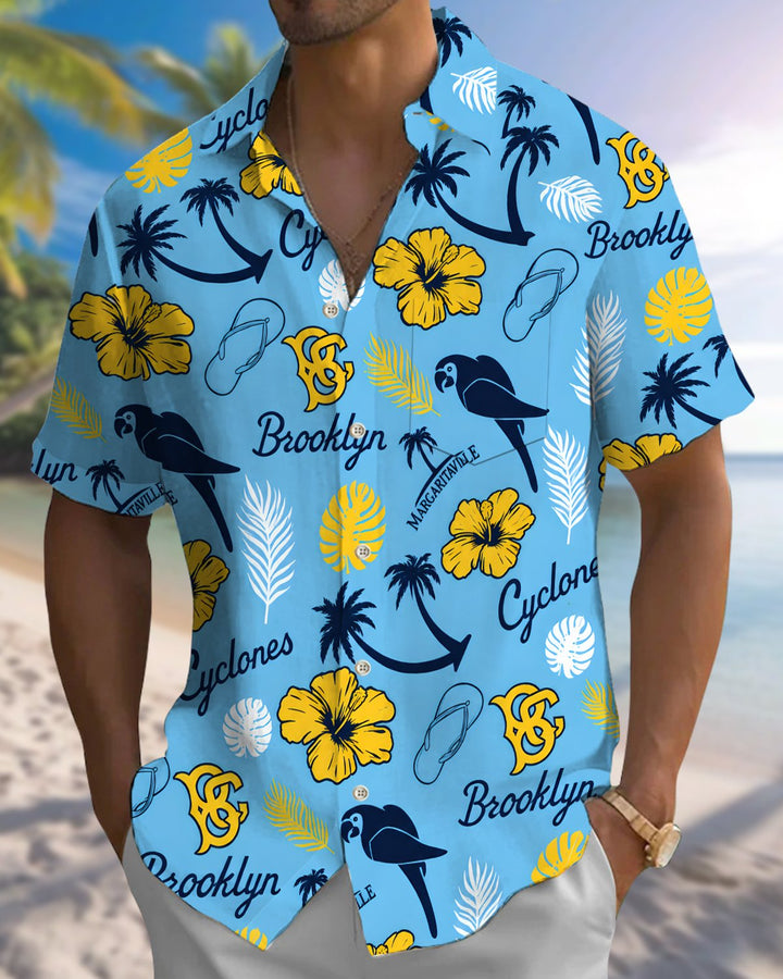 Alohadaddy® Hawaiian Parrot Print Art Button Pocket Cardigan Men&
