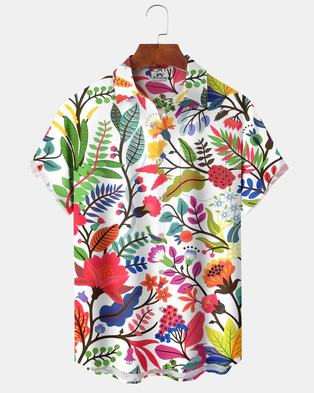 Alohadaddy® Hawaiian Botanical Print Art Button Pocket Cardigan Men&