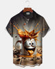 Alohadaddy® Men's Short-Sleeve Cardigan Shirt  Retro Cartoon Coffee Cup Print Button-Front and Pocket Detail