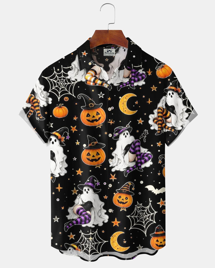 Alohadaddy® Holiday Halloween Graphic Print Button-Down Pocket Cardigan-Style Men&