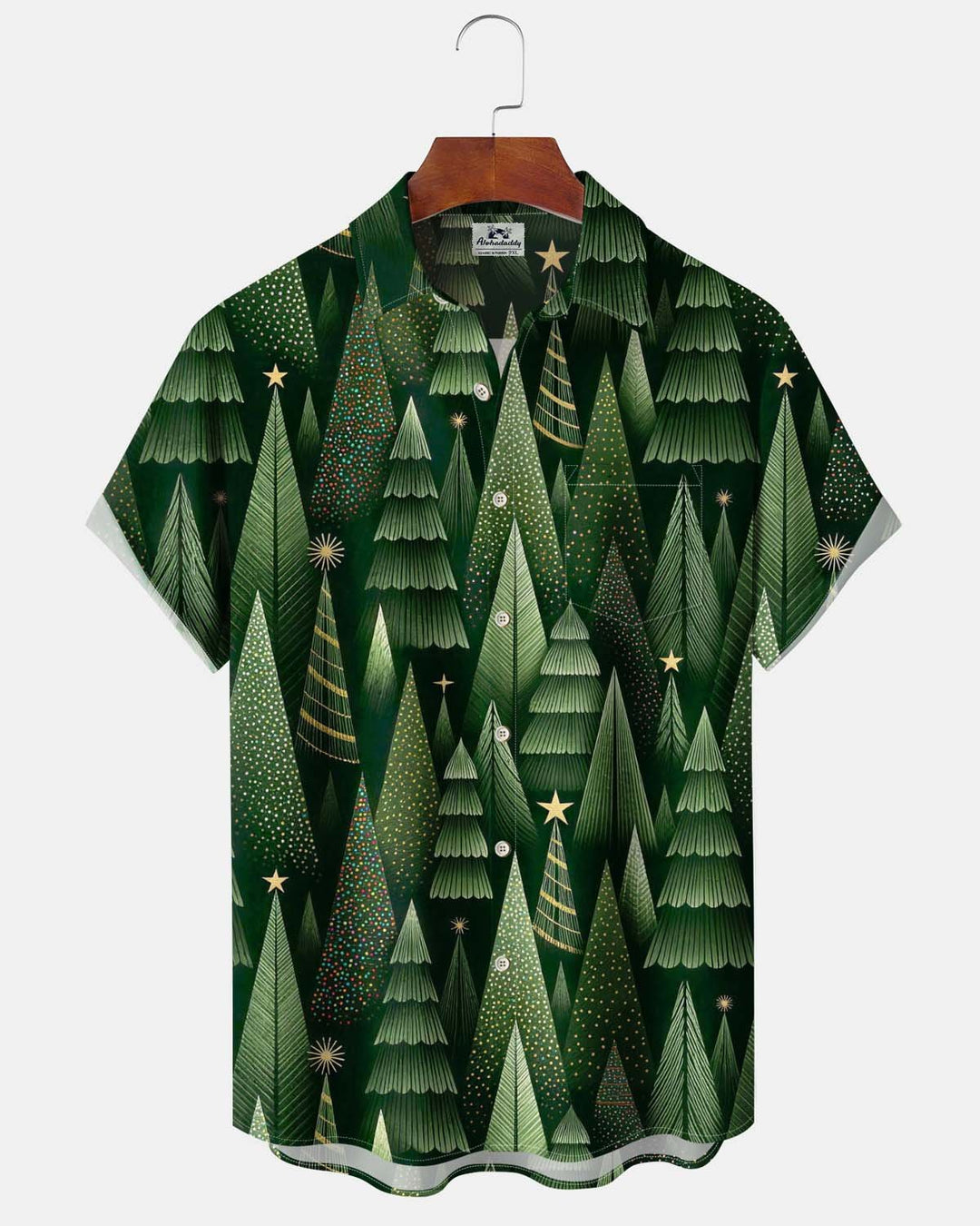 Alohadaddy® Holiday/Christmas Print Button-Down Short-Sleeve Shirt with Pocket for Men