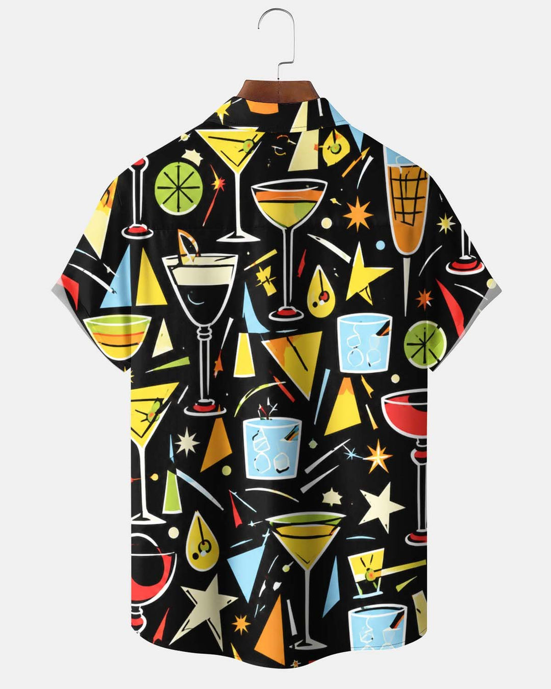 Alohadaddy® Men’s Short-Sleeve Button-Down Shirt  Vintage Cocktail Print with Pocket