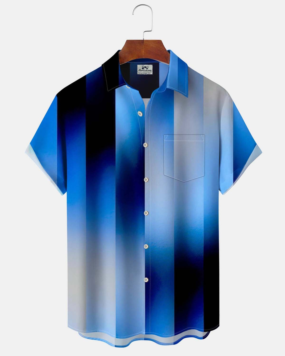Alohadaddy® Men’s Short-Sleeve Button-Down Shirt  Vintage-Style Gradient-Print with Pocket