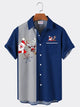 Camisa de rayas con costuras navideñas creativas para hombre con bolsillos