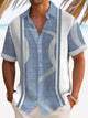 Alohadaddy Retro Geometric 3D Print Men's Button Pocket Short Sleeve Shirt