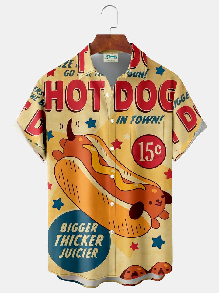 Alohadaddy Retro Hot Dog Cartoon Art 3D Digital Print Men&