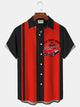 Alohadaddy Retro Bowling Car 3D Digital Print Men's Button Pocket Short Sleeve Shirt Big & Tall