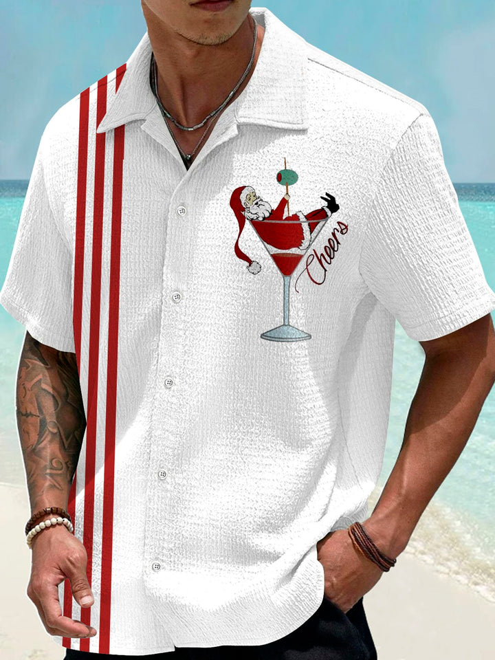 Chemise à manches courtes avec poche boutonnée pour homme Alohadaddy Christmas Santa 3D Digital Print Big &amp;amp; Tall