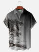 Camisa de manga corta con bolsillo abotonado y estampado digital 3D retro con degradado botánico de Alohadaddy para hombre, tallas grandes y altas