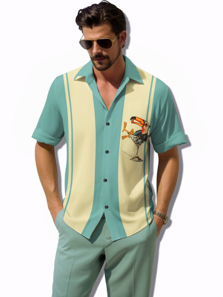 Camisa hawaiana con estampado de dibujos animados de pájaros y bolos retro de Alohadaddy, camisa de fiesta de talla grande